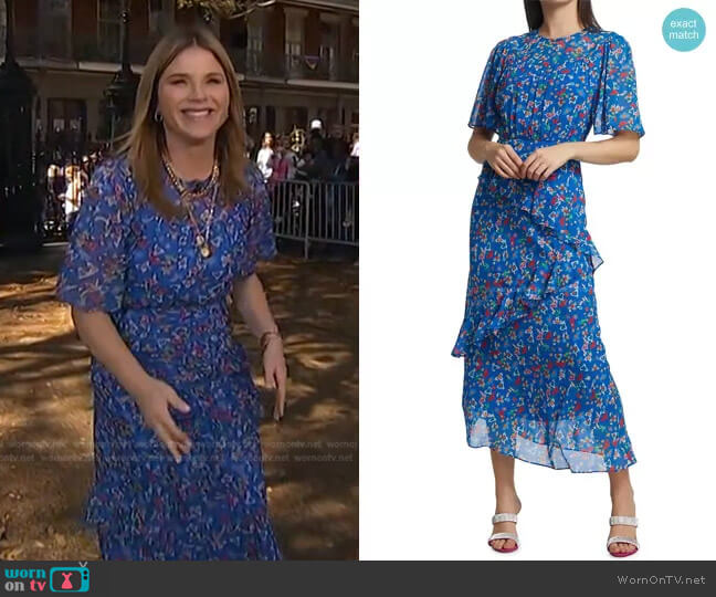 Vida Floral-Print Silk Georgette Midi Dress by Saloni worn by Jenna Bush Hager on Today