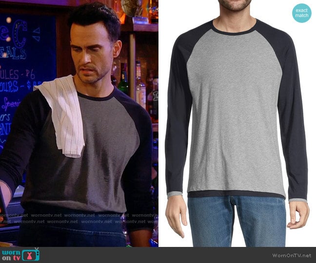 Vince Doube-Layer Baseball T-Shirt worn by Max (Cheyenne Jackson) on Call Me Kat