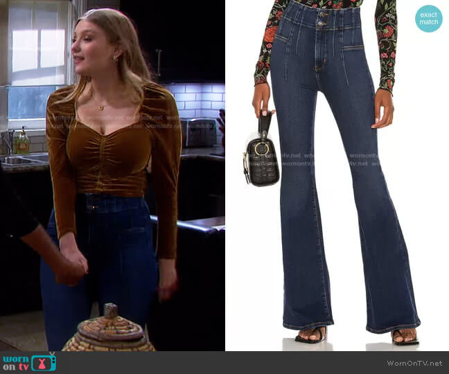 We The Free Jayde Flare Jeans in Tulsa Blue by Free People worn by Alice Caroline Horton (Lindsay Arnold) on Days of our Lives