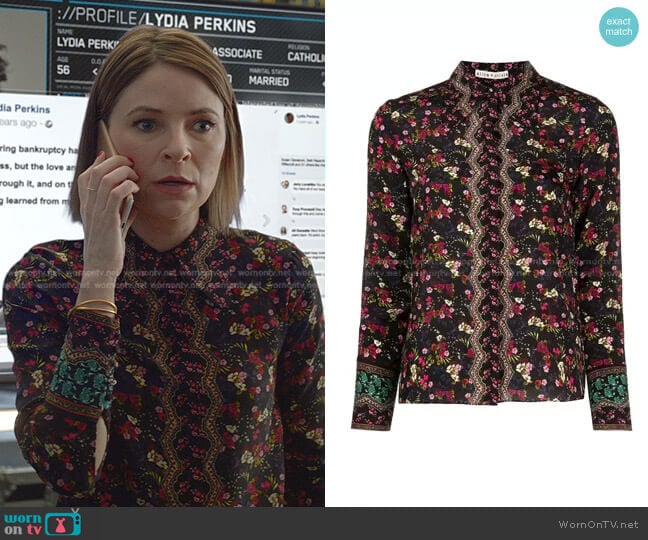 Willa Floral Print Top by Alice + Olivia worn by Taylor Rentzel (MacKenzie Meehan) on Bull