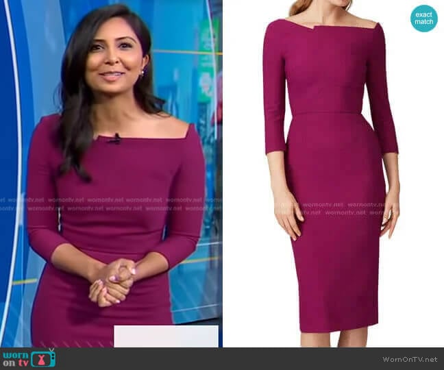 Witham Dress in Cerise by Roland Mouret worn by Zohreen Shah on GMA