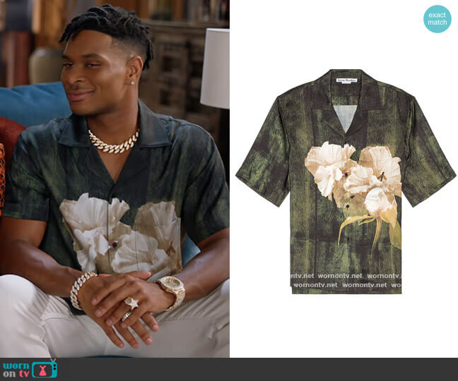 Simon Floral Patch Shirt by Acne Studios worn by Christian King (Ashlee Brian) on The Kings of Napa