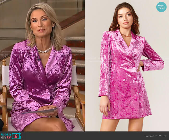 Wornontv Amys Pink Velvet Blazer Dress On Good Morning America Amy Robach Clothes And 