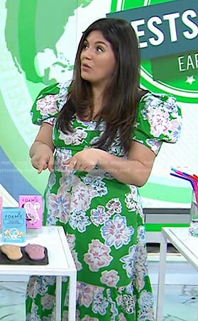 Adrianna Barrionuevo’s green floral puff sleeve dress on Today