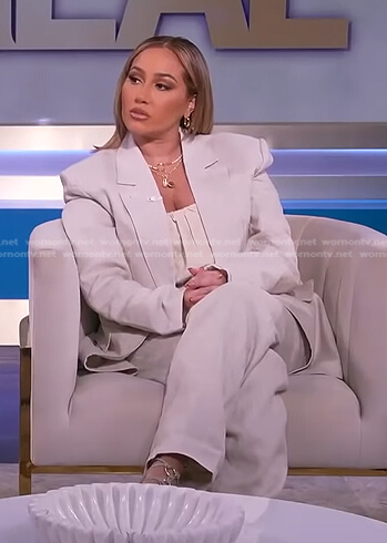 Adrienne’s ivory blazer and pants on The Real