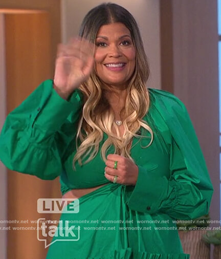 Aida Rodriquez’s green cutout dress on The Talk