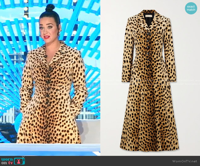 Leopard-Print Cotton-Velvet Coat by Alaia worn by Katy Perry on American Idol