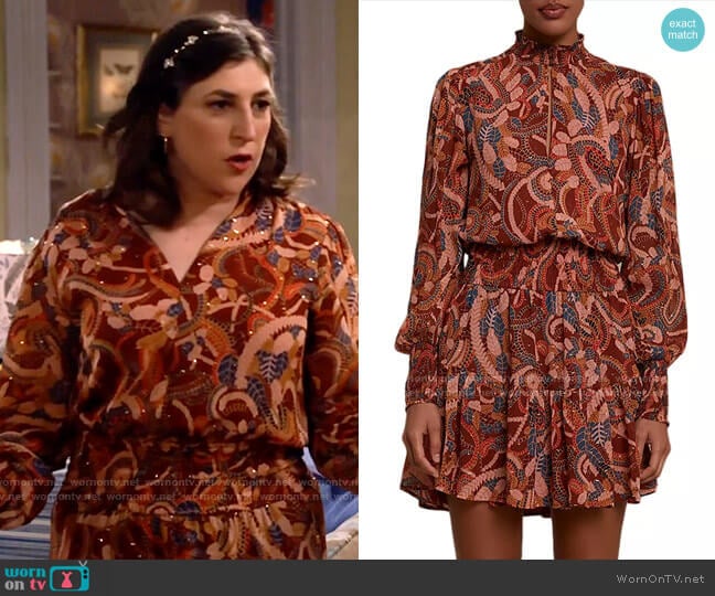 ALC Silvie Dress in Ginger Combi worn by Kat Silver (Mayim Bialik) on Call Me Kat