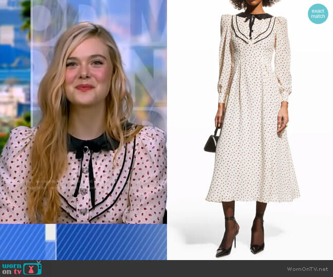 WornOnTV: Elle Fanning’s white floral collared dress on Good Morning ...