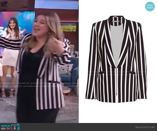 WornOnTV: Kelly’s black and white stripe blazer on The Kelly Clarkson ...