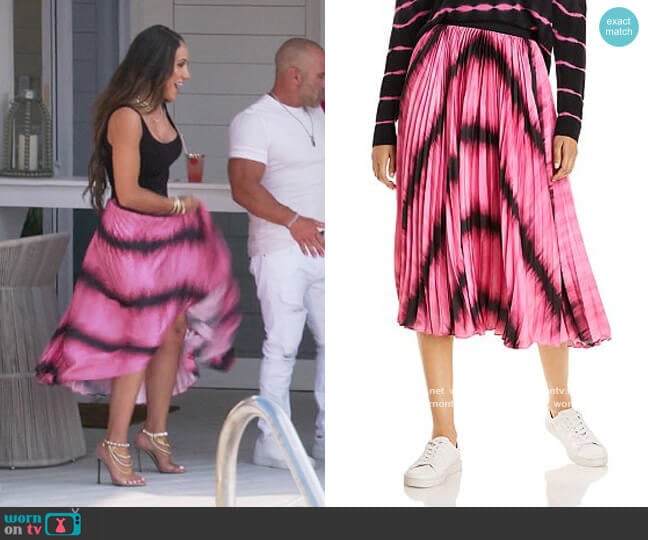 Katz Tie Dyed Pleated Midi Skirt by Alice + Olivia worn by Melissa Gorga on The Real Housewives of New Jersey