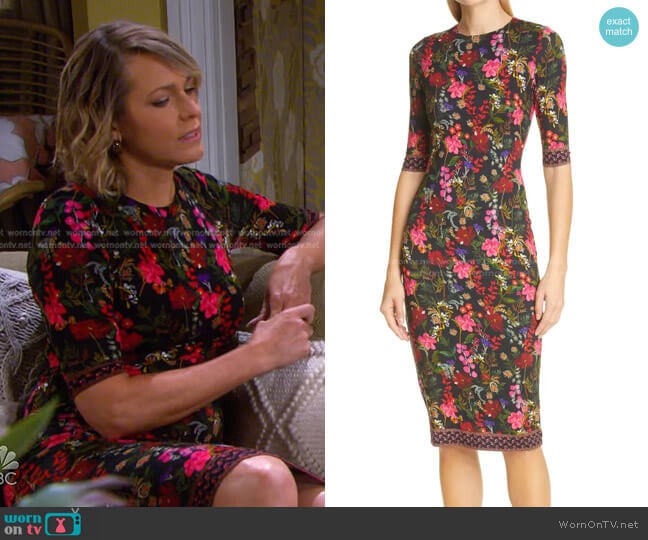 Delora Floral Fitted Dress by Alice + Olivia worn by Nicole Walker (Arianne Zucker) on Days of our Lives