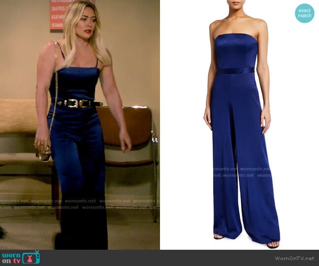 Alice + Olivia Athena Wide-Leg Bustier Jumpsuit worn by Sophie (Hilary Duff) on How I Met Your Father