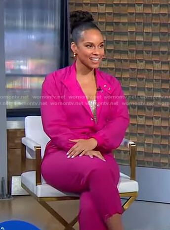 Alicia Keys’s pink utility jumpsuit on Good Morning America