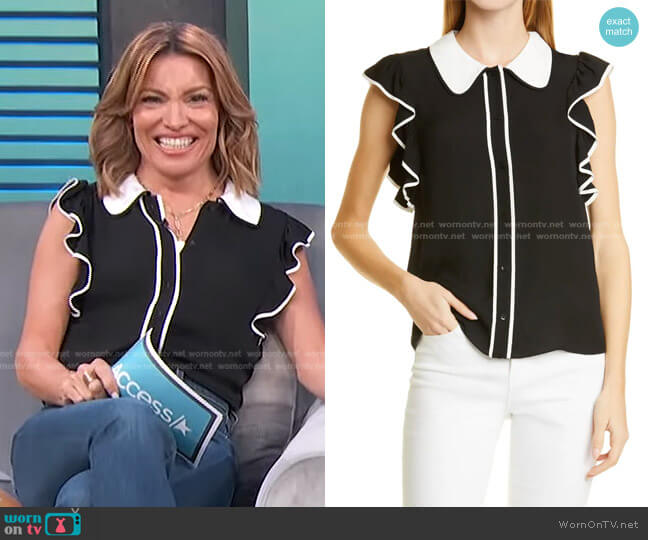 Waylen Flutter Sleeve Blouse by Alice + Olivia worn by Kit Hoover on Access Hollywood