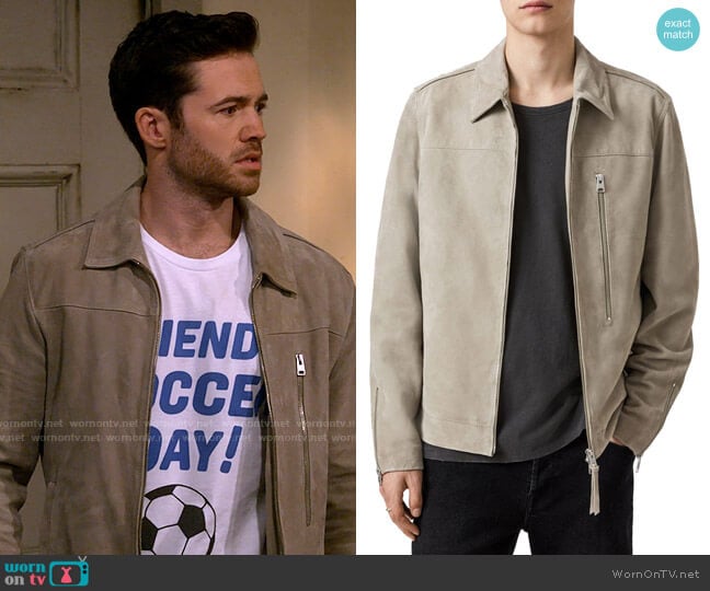 All Saints Eadric Suede Regular Fit Jacket worn by Charlie (Tom Ainsley) on How I Met Your Father