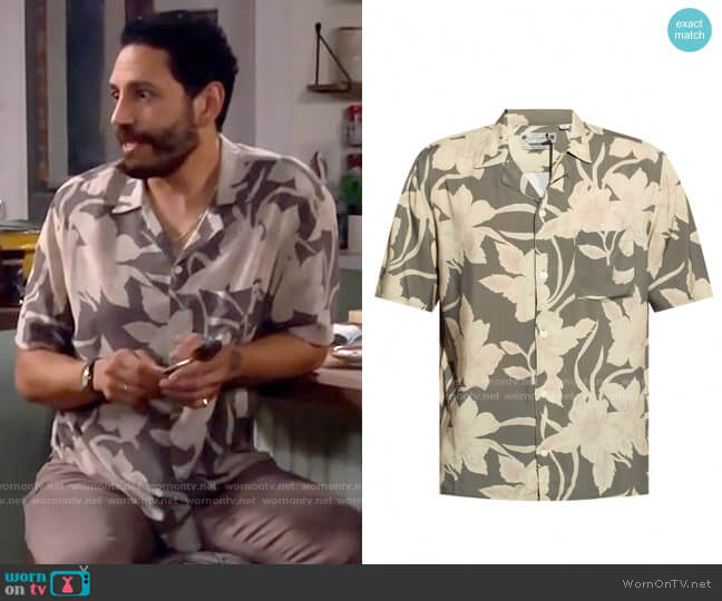 All Saints Fuego Floral Shirt worn by Oscar (Christopher Rivas) on Call Me Kat