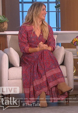 Amanda’s pink floral tie top and skirt on The Talk