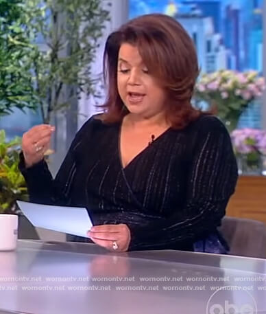 Ana’s black metallic wrap dress on The View