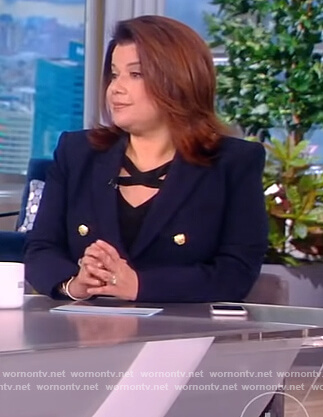 Ana’s navy double breasted blazer on The View