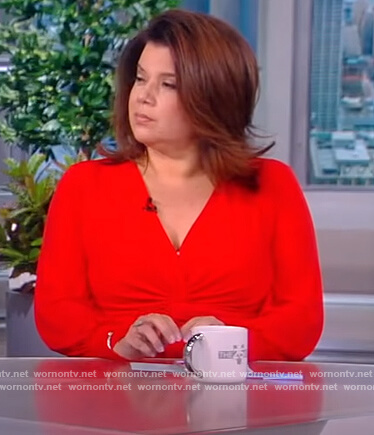 Ana’s red twist front dress on The View