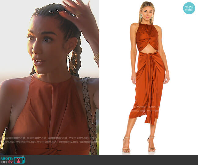 Reni Knotted Dress by Andrea Iyamah worn by Noella Bergener on The Real Housewives of Orange County