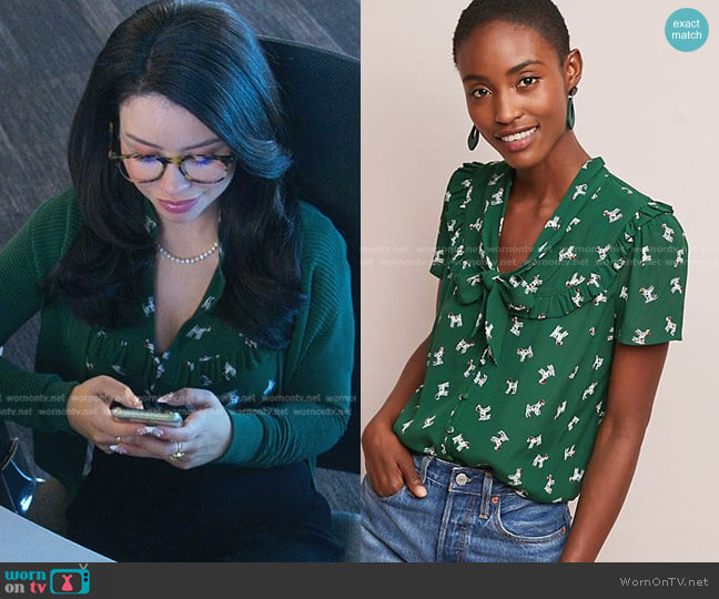 Adagio Ruffled Blouse by Anthropologie worn by Mariana Foster (Cierra Ramirez) on Good Trouble