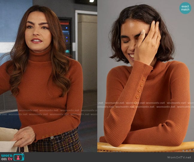 Anthropologie Maeve Button-Sleeve Turtleneck worn by Allegra Garcia (Kayla Compton) on The Flash