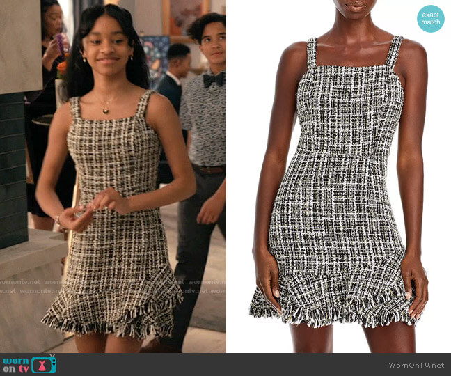 Aqua Metallic Tweed Square Neck Dress worn by Ashley Banks (Akira Akbar) on Bel-Air