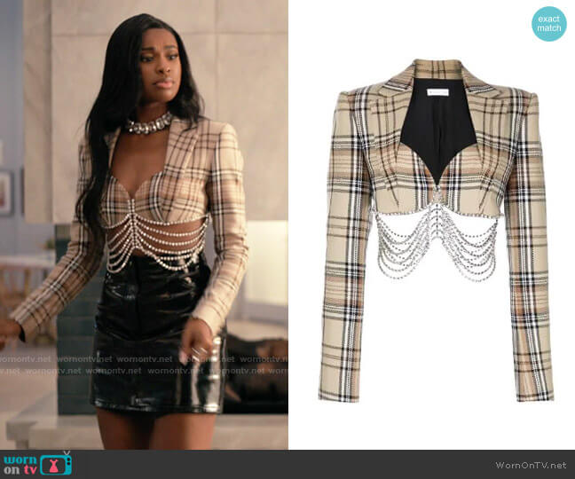 Area Embellished Cropped Blazer worn by Hilary Banks (Coco Jones) on Bel-Air