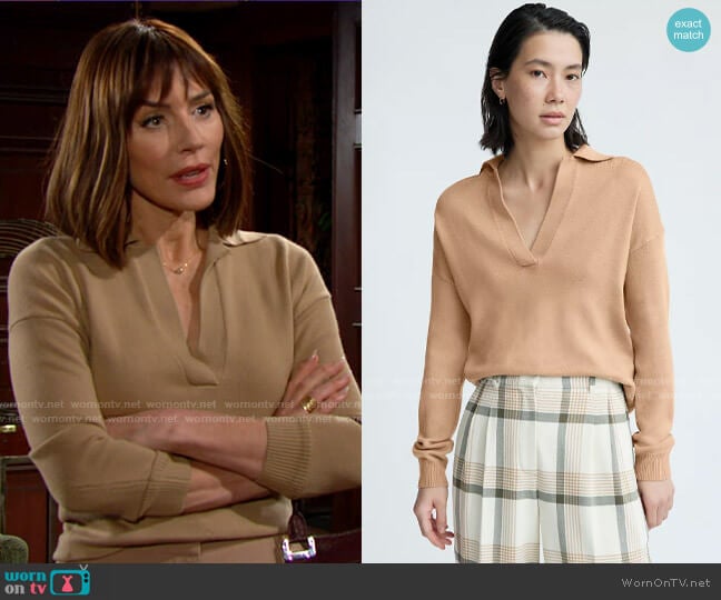 Aritzia Wilfred Clara Sweater worn by Taylor Hayes (Krista Allen) on The Bold and the Beautiful