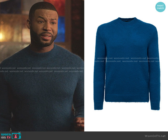 Mohair Blend Knit Sweater by Giorgio Armani worn by Robert Christopher Riley on Dynasty