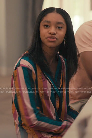 Ashley's multi colored striped pajamas on Bel-Air