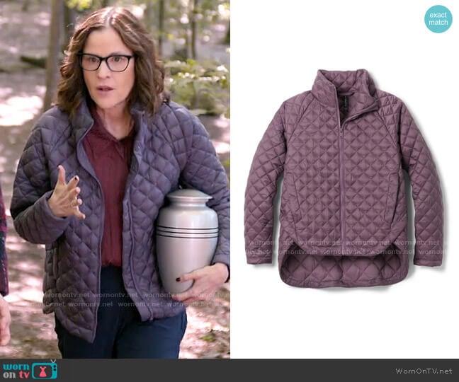 Athleta Whisper Featherless Jacket worn by Carol (Ally Sheedy) on Single Drunk Female