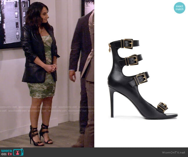 Balmain Buckled leather sandals worn by Valentina (Francia Raisa) on How I Met Your Father