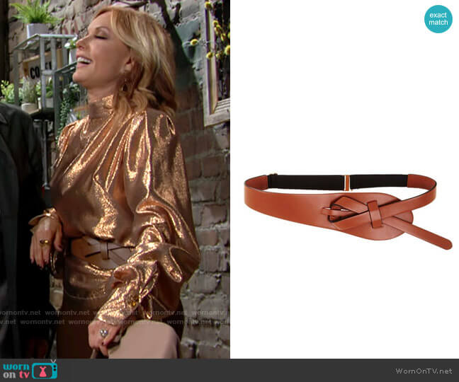 Bcbgmaxazria Looped Faux Leather Waist Belt worn by Lauren Fenmore (Tracey Bregman) on The Young and the Restless