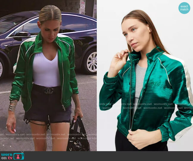 Luxe Satin Track Jacket by BDG at Urban Outfitters worn by Jackie Goldschneider on The Real Housewives of New Jersey