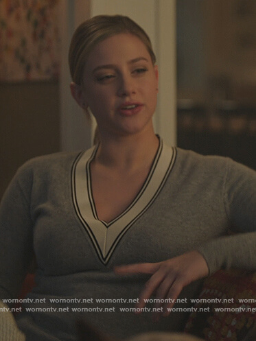 Betty's gray stripe trim sweater on Riverdale