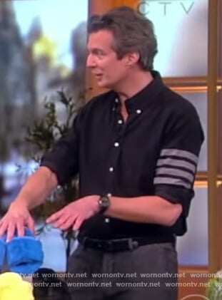 Adam Glassman's black stripe sleeve shirt on The View