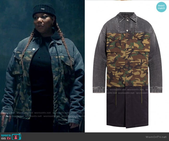 Balenciaga Camo Panel Jacket with Pockets worn by Robyn McCall (Queen Latifah) on The Equalizer