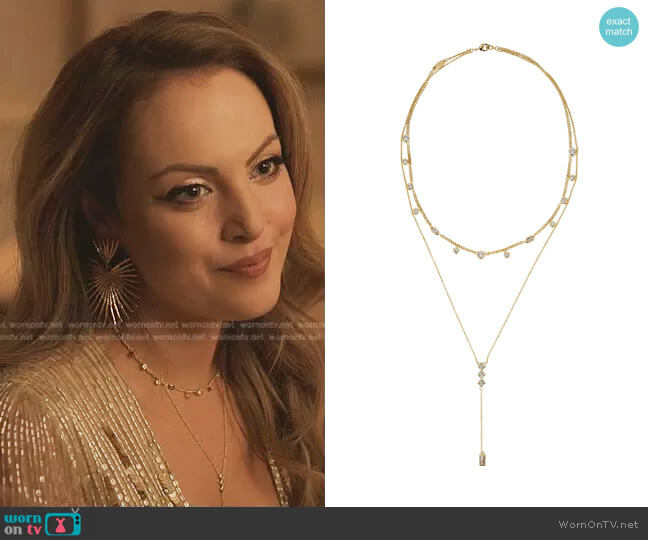 Josephine Layered Lariat Necklace by Bonheur Jewelry worn by Fallon Carrington (Elizabeth Gillies) on Dynasty