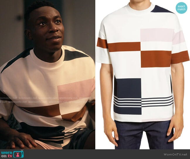 BOSS Tames Colorblock T-Shirt worn by Carlton Banks (Olly Sholotan) on Bel-Air