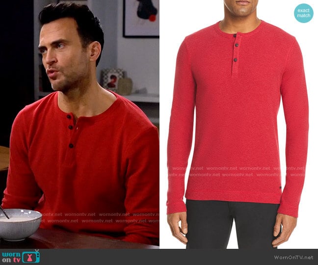 BOSS Trix Waffle Knit Henley Top worn by Max (Cheyenne Jackson) on Call Me Kat