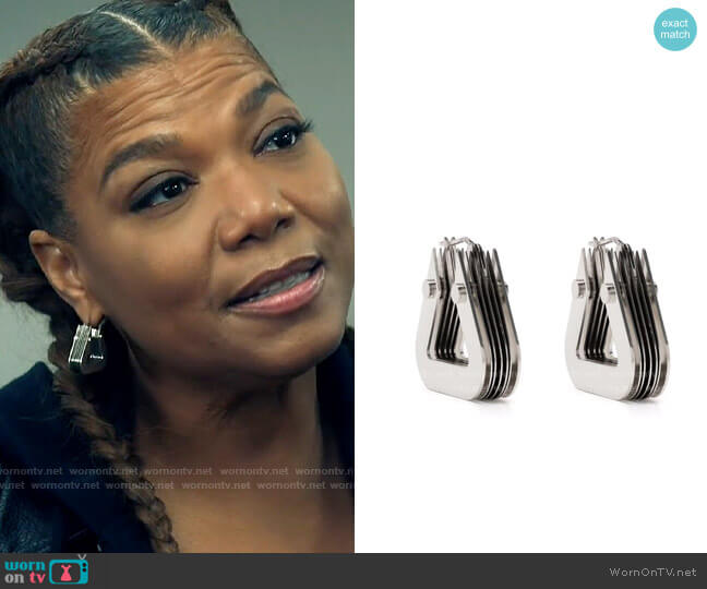 Bottega Veneta Bolt Geometric Earrings worn by Robyn McCall (Queen Latifah) on The Equalizer