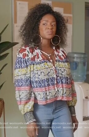 Bridgette’s mixed floral print blouse on The Kings of Napa