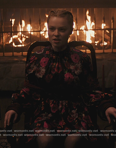 Bretta’s black floral print dress on Riverdale