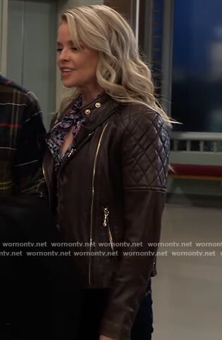 Felicia's brown leather jacket on General Hospital