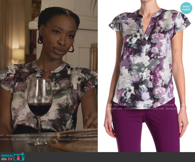 Floral Flutter Sleeve Blouse by Calvin Klein  worn by Grace James (Karimah Westbrook) on All American