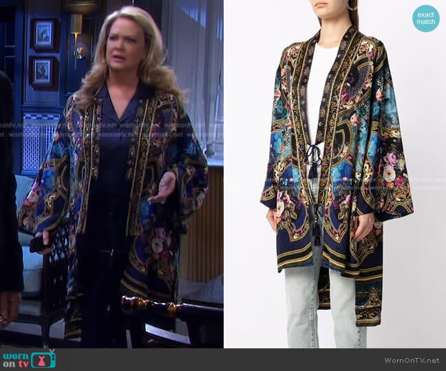 Embroidered Silk Cardi-Coat by Camilla worn by Anna DiMera (Leann Hunley) on Days of our Lives