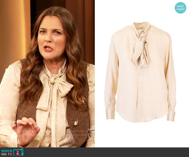 Jacquard Shirt in Vanille by Celine worn by Drew Barrymore on The Drew Barrymore Show